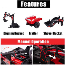 Load image into Gallery viewer, 2025 Upgraded Farm Tractor, Excavator 24V 14AH Kids Ride On 1 Seater W/Trailer | Leather Seat | Digger | Shovel Bucket | LED Lights | Rubber Tires | Pre Order
