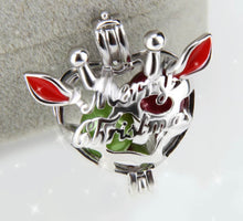 Load image into Gallery viewer, Merry Christmas Reindeer Sterling Silver Cage Necklace Set
