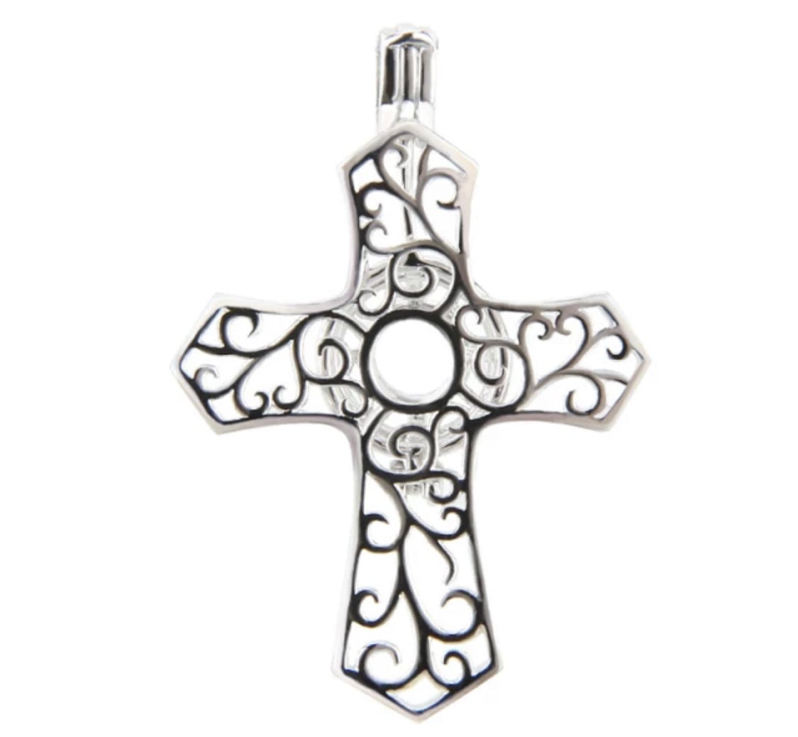 Classy Fashion Cross Sterling Silver Cage Pendant