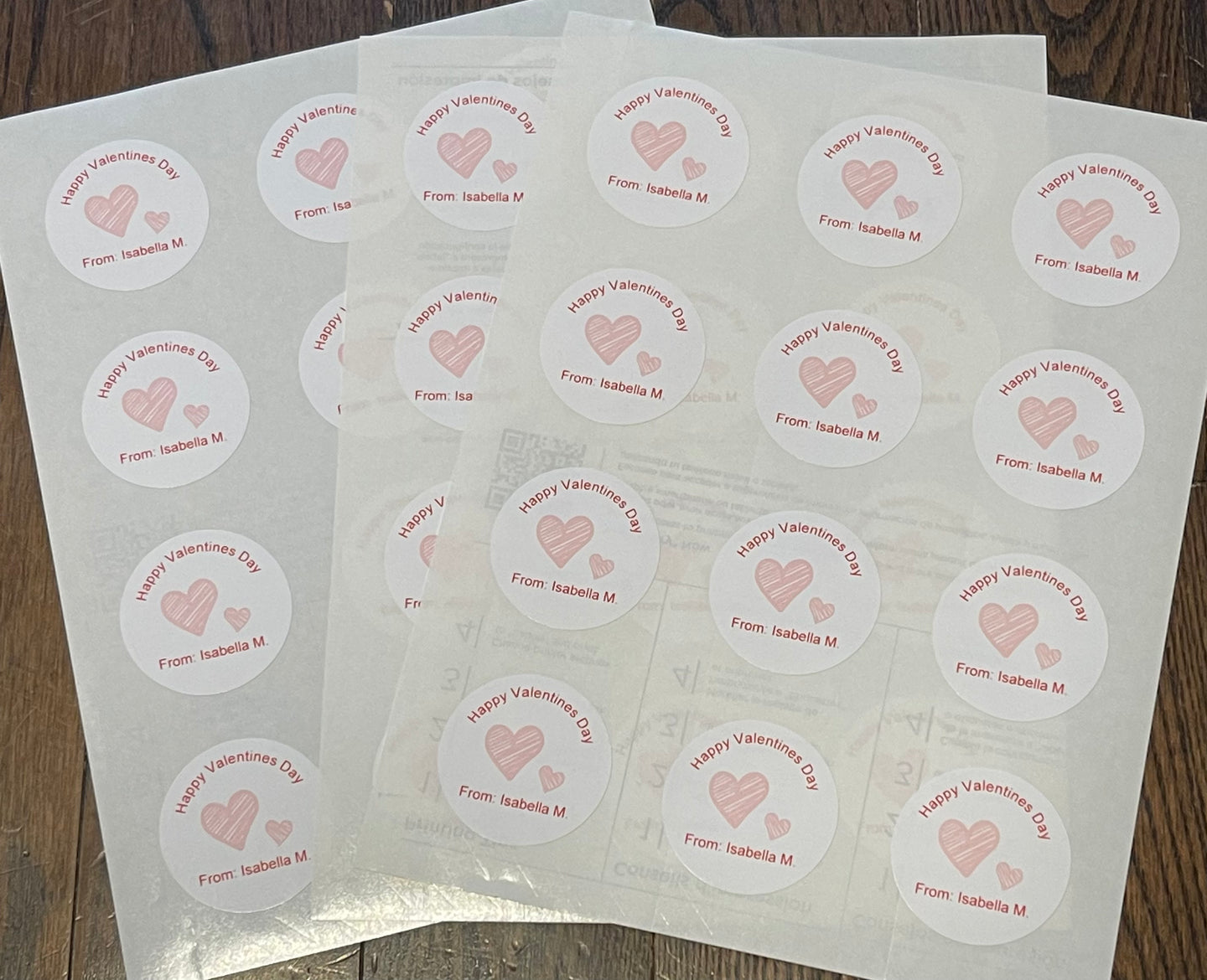 Happy Valentines Day With Hearts Round Stickers