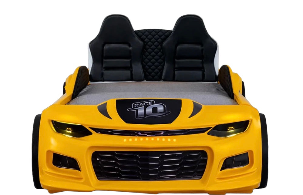 Super Cool 2025 Camaro Style Yellow Champion Car Bed For Kids | LED lights | Twin | Remote Control For Features | Pre Order