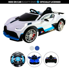 Load image into Gallery viewer, Licensed 2024 Bugatti Divo Upgraded 12V Ride-On | Leather Seat | Rubber Tires | Big 1 Seater | LED Lights | Remote
