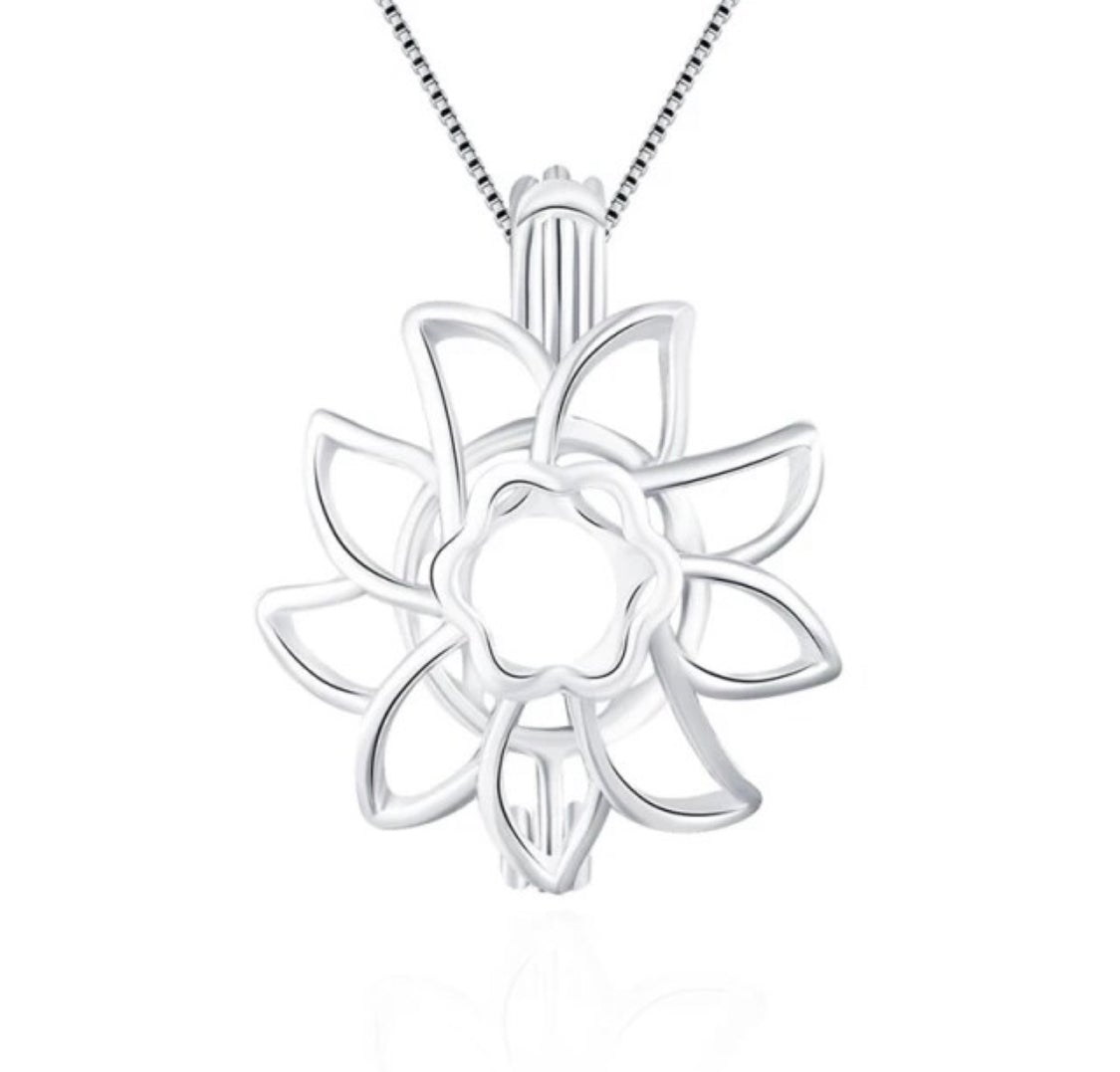 Sunflower Sterling Silver Cage Pendant