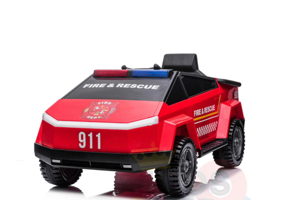 New Item 2024 Upgraded 4x4 | 12V Fire Officer Ride On For Kids | Rubber Wheels | Leather Seat | Remote | Ages 1-6