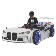 Load image into Gallery viewer, Super Cool 2024 White GTX Race Car Bed Upgraded | LED Lights
