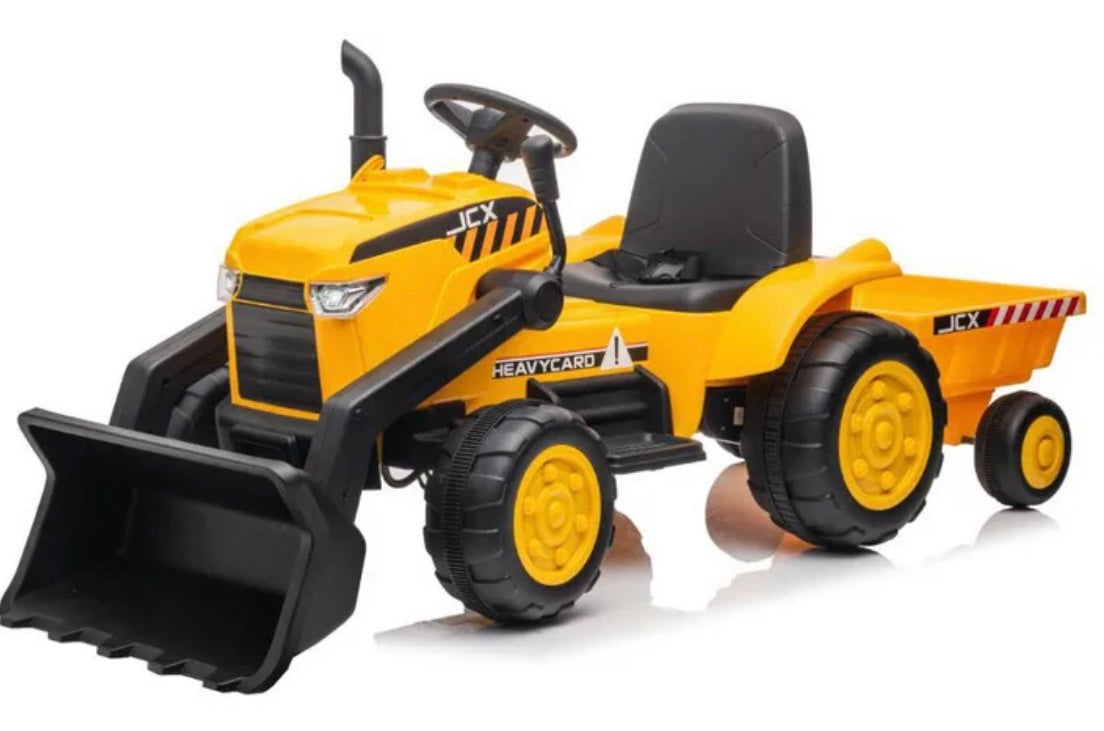 New 12V Kids 2025 Ride On Tractor Upgraded With Front Loader | Trailer | 1 Seater | Ages 3-9  | Remote