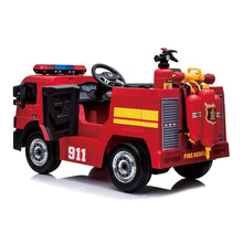 Load image into Gallery viewer, 2024 Fire Truck Style Ride-On | 12V | Upgraded | Lots of Lights | Water Gun | Hat | Fire Extinguisher | Big 1 Seater | Remote
