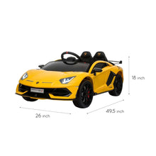 Load image into Gallery viewer, Licensed 2024 Lamborghini Aventador SVJ Ride On Upgraded | 12V | Leather Seat | Rubber Tires | 1 Seater | Remote

