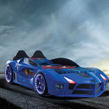 Load image into Gallery viewer, Super Cool 2024 Blue Moon Luxury Race Car Bed W/LEDS &amp; Sound Effects | Free Mattress | Twin
