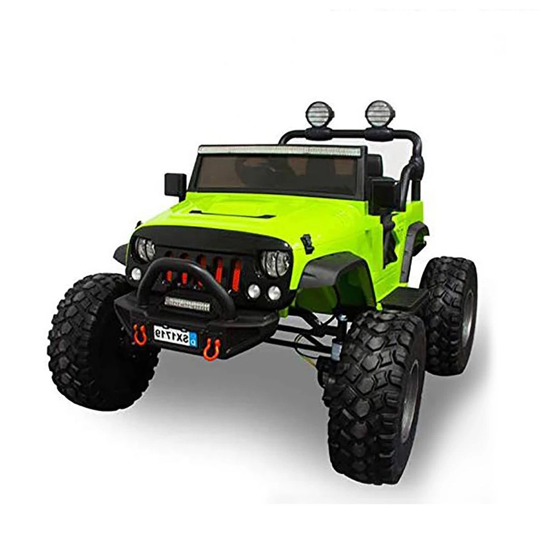 [Pick Up Only Fully Assembled] Green Upgraded 2024 Licensed 12V Off-Road Lifted JEEP Wrangler | Leather Seats | Rubber Tires | 2 Seater | 4x4 | Remote