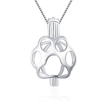 Load image into Gallery viewer, Paw Print Sterling Silver Cage Necklace Set
