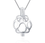 Paw Print Sterling Silver Cage Necklace Set