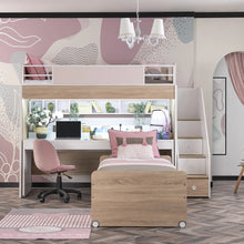 Load image into Gallery viewer, Super Cool New City Loft Bed With Desk - Pink | LED Lights

