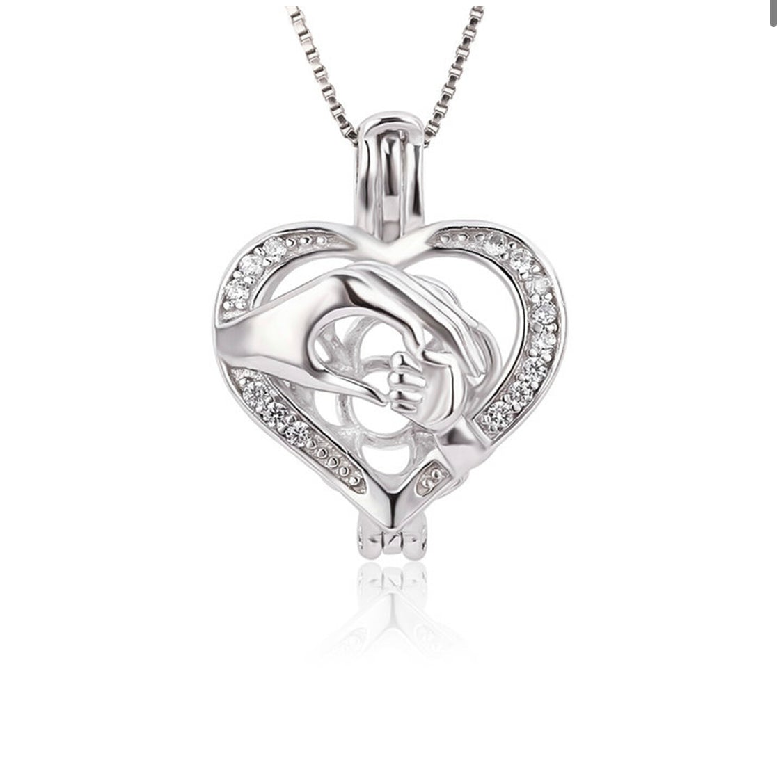 Mothers Love Sterling Silver Cage Pendant