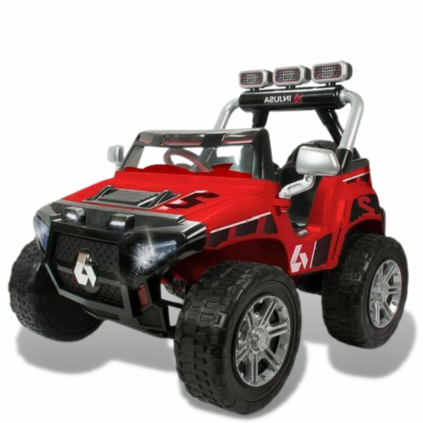 2 Seater Red 2025 Hummer Style 24V Monster Truck Lifted for Kids | 2 Seater | Rubber Wheels | No Remote