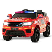 Load image into Gallery viewer, Range Rover 2025 Style | 1 Seater Red | 12V Ride On SUV Kids Fire Fighter Truck | Walkie Talkie | Siren | Ages 3-8 | Remote
