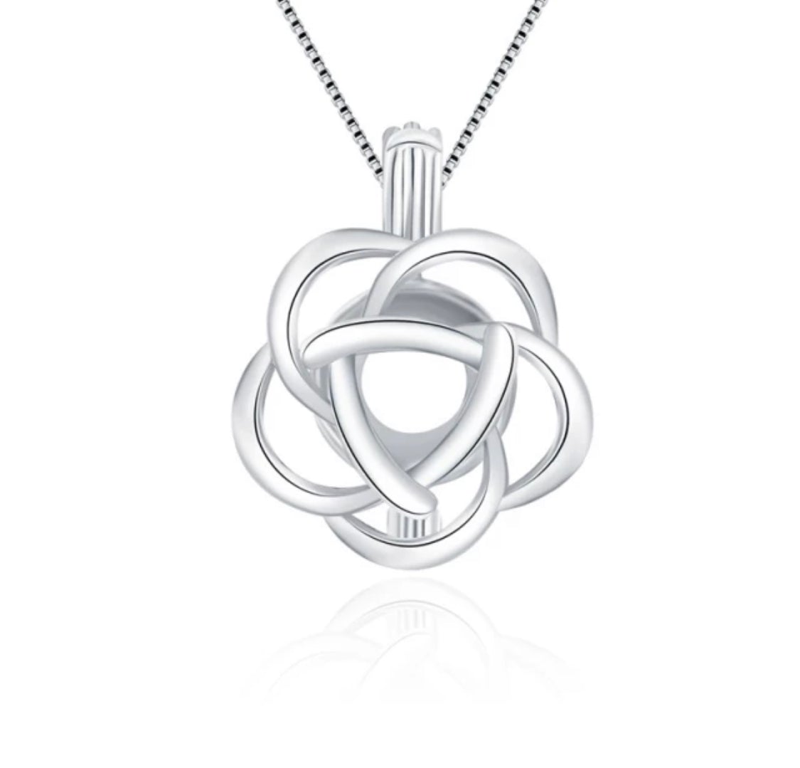 Rose Blossom Sterling Silver Cage Pendant