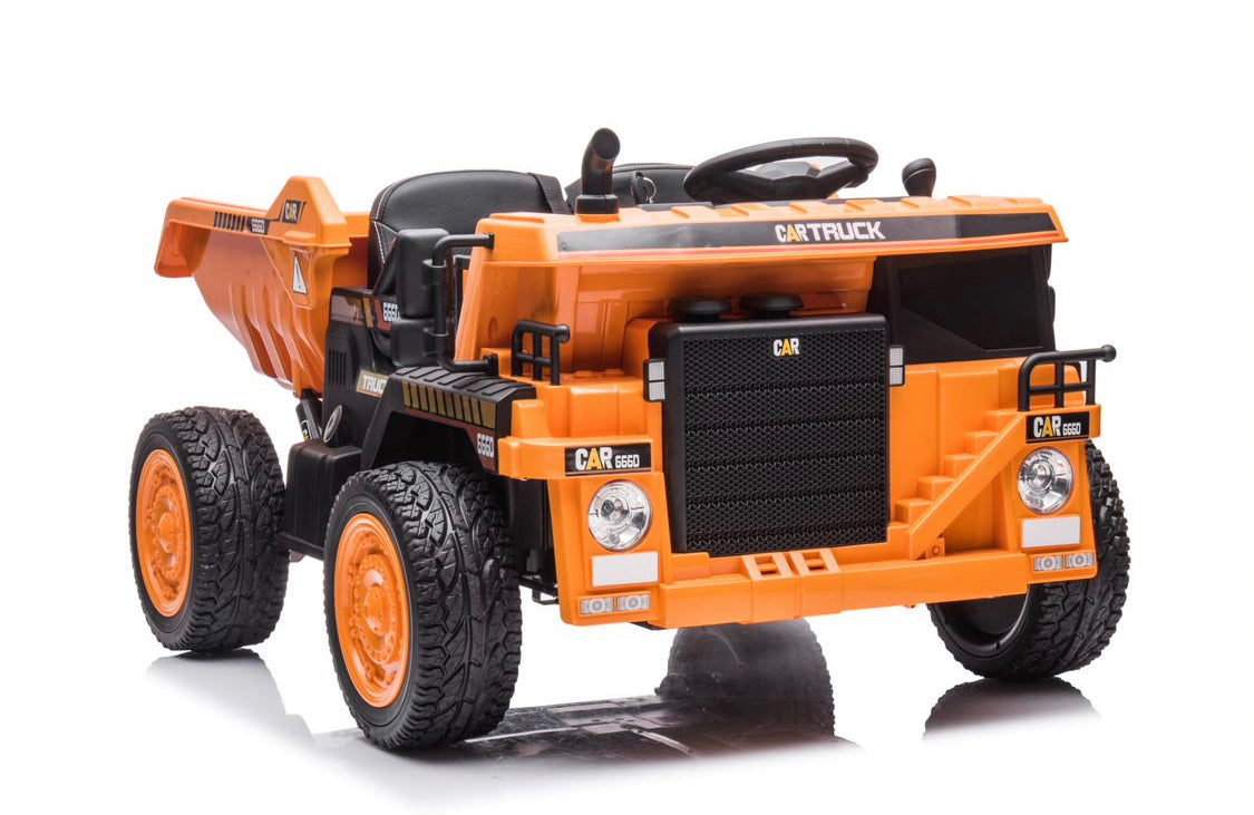Super Cool 2024 Upgraded 12V Construction Dump Truck Ride-On Car | Rubber Tires | Leather Seat | Remote | Ages 1-6