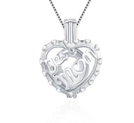 Best Mom Heart Sterling Silver Cage Necklace Set