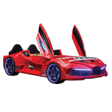 Load image into Gallery viewer, 2024 Awesome Aero Premium Red Race Car Bed With Free Mattress | Wicked Doors | LED Lights
