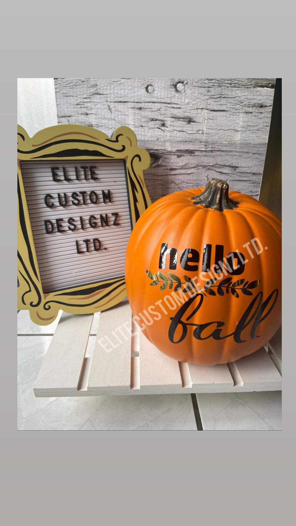 Custom 9” Hello Fall Faux Pumpkin