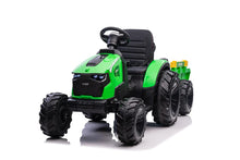 Load image into Gallery viewer, Upgraded 2025 Electric 12V Farm Tractor Kids Ride On Car 1 Seater With Trailer | Leather Seat | Upgraded | LED Lights | Rubber Tires
