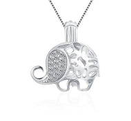 Elegant Elephant Sterling Silver Cage Necklace Set