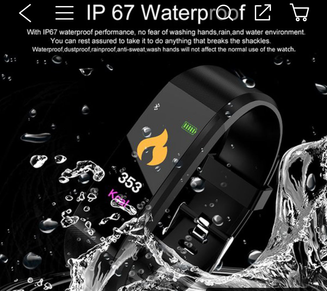 Fitness Tracker With Heart Rate Monitor Smart Watch Bracelet Waterproof