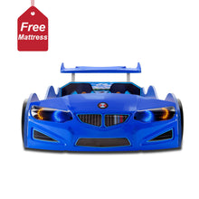 Load image into Gallery viewer, Super Cool Blue GT1 Race Car Bed W/Free Mattress | LED Lights
