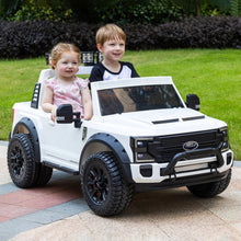 Load image into Gallery viewer, [Pick Up Only] New Assembled 2024 White Upgraded Licensed Ford Super Duty F450 Custom Edition 24V Lifted | 2 Seater | Leather Seats | Rubber Tires | Remote
