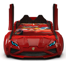 Load image into Gallery viewer, Super Cool 2025 Upgraded Lamborghini Style Race Car Bed RX | Doors Open &amp; Close | LED Lights | Remote | In 4 Colours | Holds 300 Lbs
