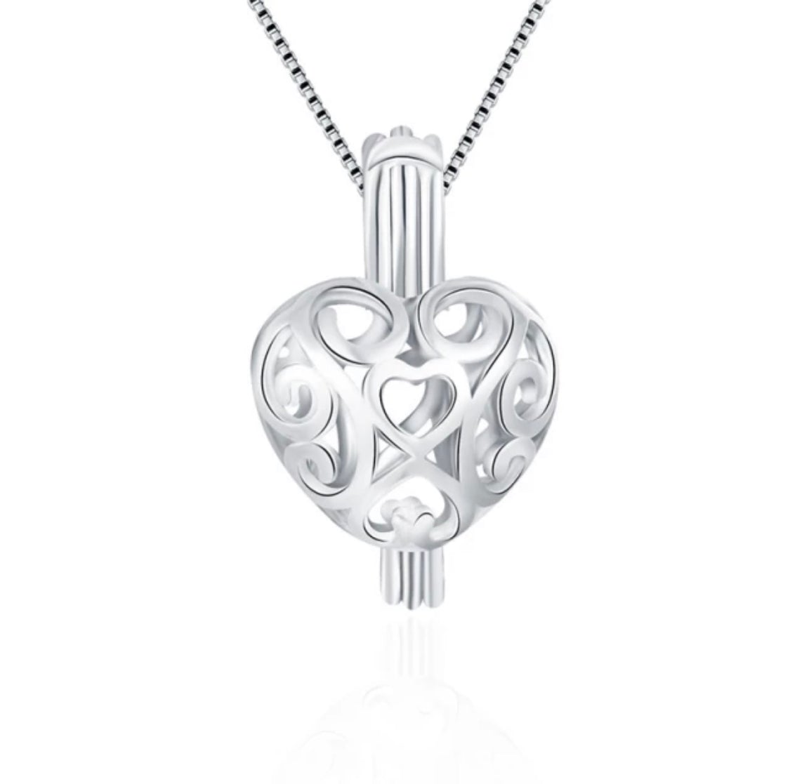 Romantic Heart Sterling Silver Cage Pendant