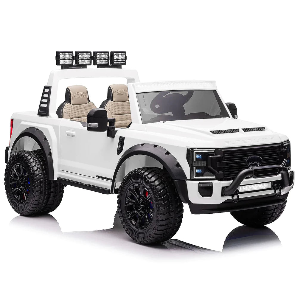 [Pick Up Only] New Assembled 2024 White Upgraded Licensed Ford Super Duty F450 Custom Edition 24V Lifted | 2 Seater | Leather Seats | Rubber Tires | Remote