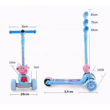 Load image into Gallery viewer, Super Cool Upgraded Peppa Pig Style Kids Foldable 3-Wheel Tilt and Turn Kick Scooter with Adjustable Handle | Music | LED Lights | Ages 3-8
