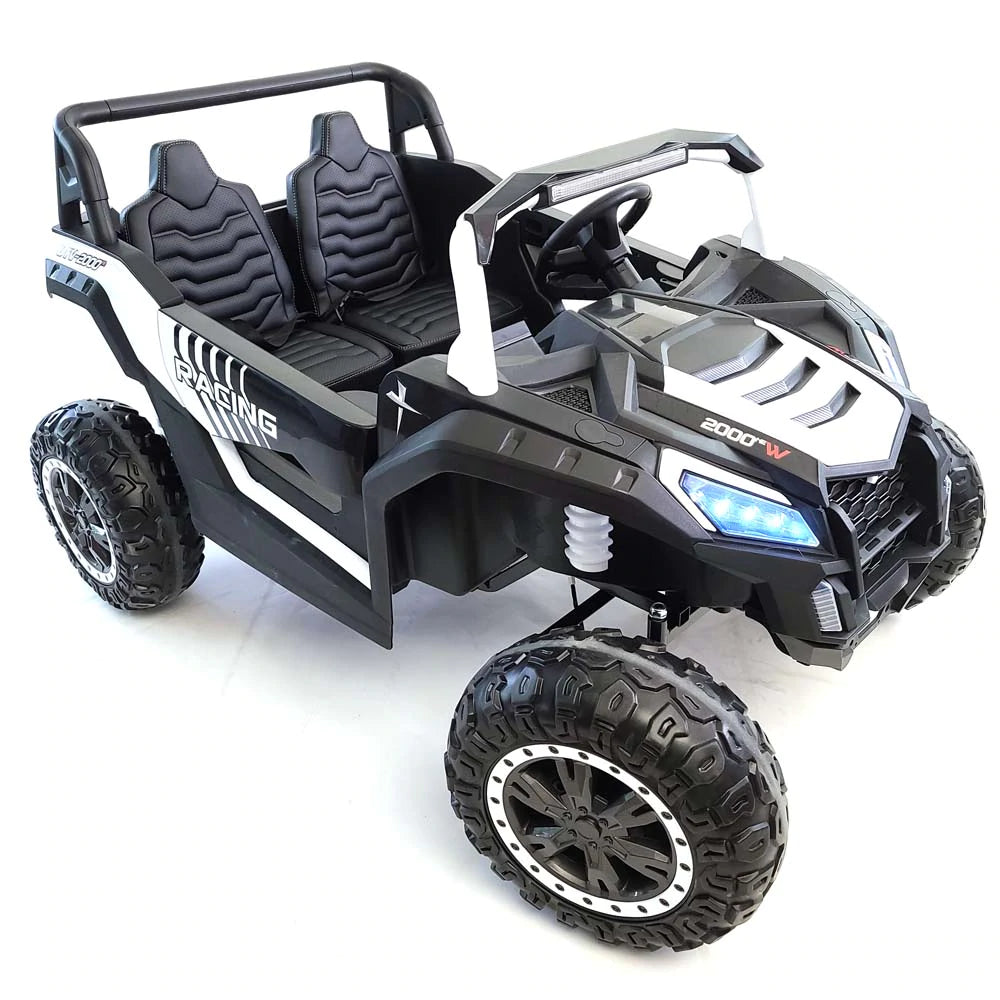 2025 Upgraded 180 Watts BrushLess Motor White Xxl UTV 2 Seater Dune Buggy Rubber Tires | Leather Seats | MP3 | Up To 16 KPH |