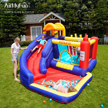 Load image into Gallery viewer, AirMyFun Fun Bouncy Castle, Bouncy House Hamburger Ketchup Shape, Jumping &amp; Sliding Area with Safety Net
