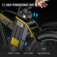 Load image into Gallery viewer, Janobike | E20 Electric Bike | 1000W 48V | 12.8AH Panasonic Battery | Foldable E Bike | Shimano 7-Speed  Mountain Bike Electric Bicycle
