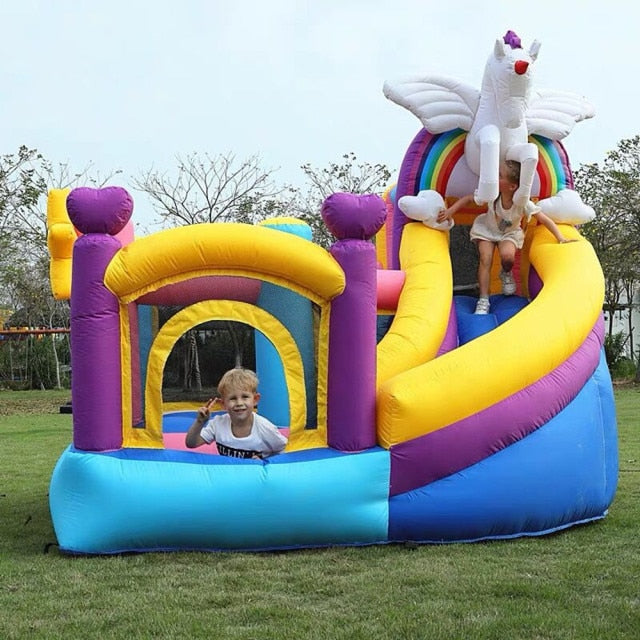 Inflatable Bouncy House | Blow-Up Jump Bouncy Castle for Kids with Air Blower. Hours of Fun. Easy Set Up