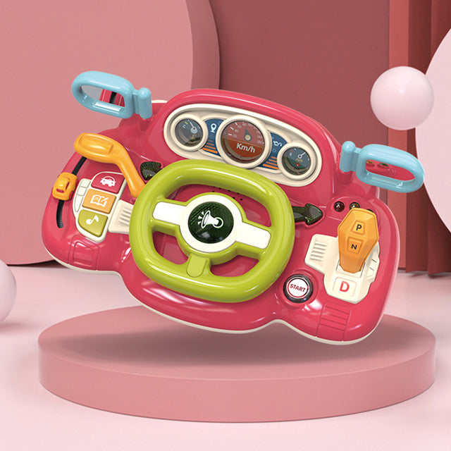 Kids Simulation Steering Wheel Toy Car Driving Toy with Music Light Pretend Driving Toy